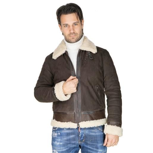 Leather Trend franco - giacca uomo testa di moro in vera pelle nabuk e montone