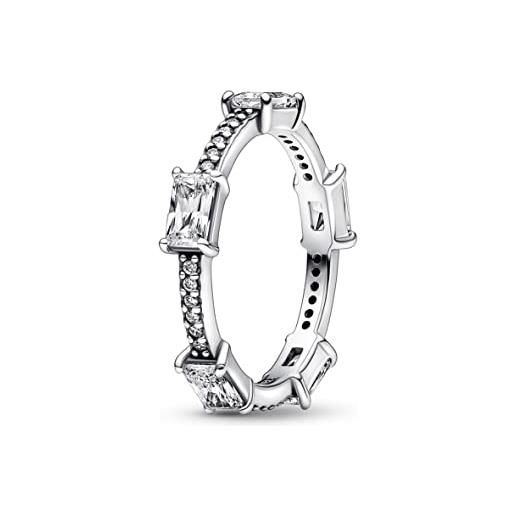 Pandora timeless anello rettangolare in argento sterling con pavé scintillante con zirconia cubica trasparente, 50