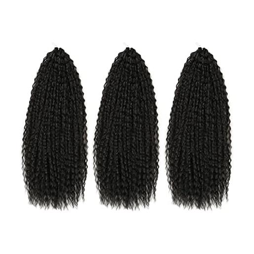 Melisay, 3 confezioni da 3 ciocche di capelli intrecciati brasiliani ricci crespi intrecciati a onde profonde intrecciate all'uncinetto, per donne nere, 1b