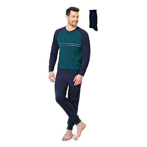 Il granchio pigiama da uomo invernale + calza - pigiama uomo caldo cotone - pigiama uomo invernale (2038 avio, m)