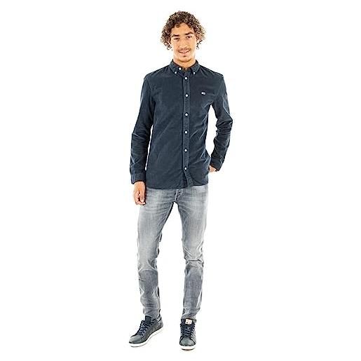 Tommy Jeans tjm solid cord shirt dm0dm15145 camicie casual, blu (twilight navy), l uomo