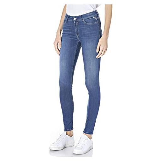 Replay luzien powerstretch denim, jeans conico, donna, grigio (95 grigio chiaro), 28w / 28l