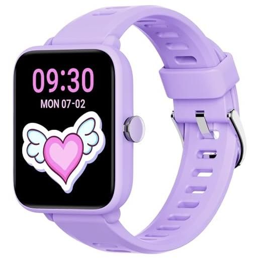 BIGGERFIVE fitness tracker orologio bambina da 3 a 14 anni, smartwatch con contapassi, frequenza cardiaca, resistente all'acqua fino a 5 atm, monitor del sonno, sveglia, giochi puzzle
