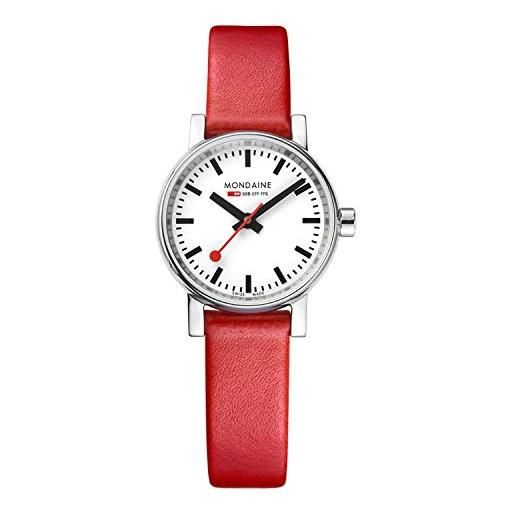 Mondaine evo2 - orologio con cinturino rosso in pelle per donna, mse. 26110. Lc, 26 mm. 