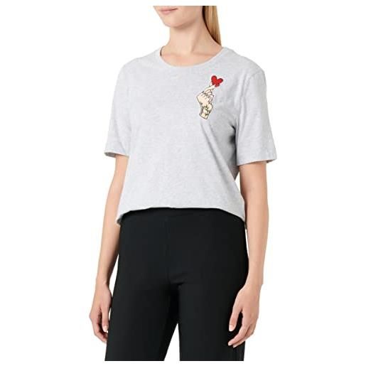 Love Moschino regular fit short sleeves with heart olographic print t-shirt, melange light gray, 40 da donna
