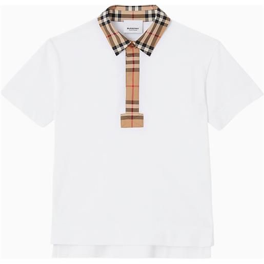 Burberry polo bianca/beige in cotone