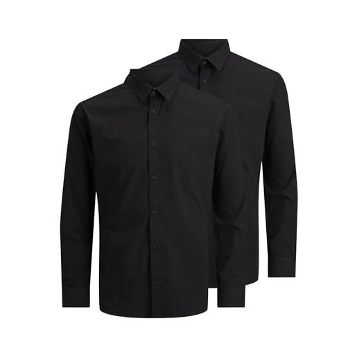 JACK & JONES jjjoe shirt ls 2 pack mp, camicia, black/pack: / black, m uomo