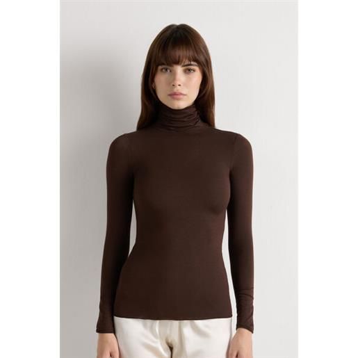 Intimissimi maglia ultralight con cashmere a collo alto marrone