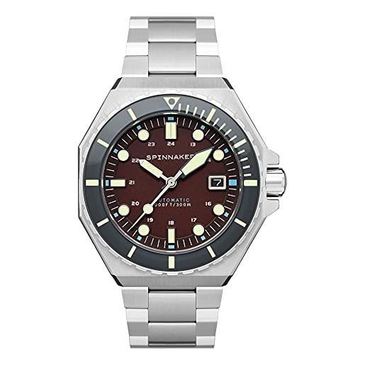 Spinnaker mens 44mm dumas automatic bordeaux 3 hands watch with solid stainless steel bracelet sp-5081-aa