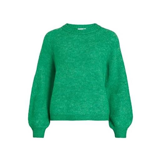 Vila vijamina noos-maglia con scollo rotondo, l/s maglione lavorato, natural melange, xs donna