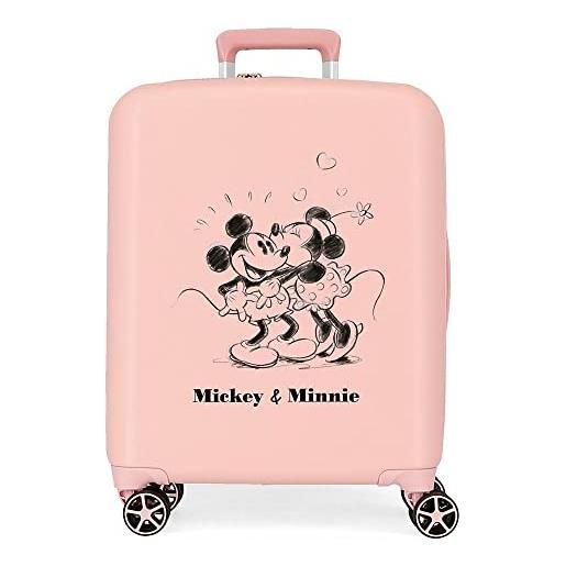 Disney valigia cabina Disney mickey & minnie kisses nude 40x55x20 cm abs rigido chiusura tsa integrata 38.4l 2.82 kg bagaglio a mano 4 doppie ruote
