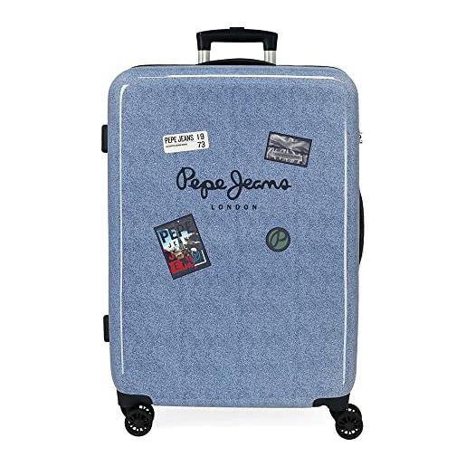 Pepe Jeans digitale valigia media blu 48 x 68 x 26 cm rigida abs chiusura a combinazione laterale 70 l 3 kg 4 ruote doppie