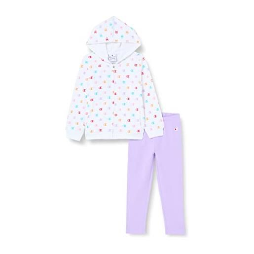 Champion legacy american classics-powerblend full zip hoodie & pants completo, (bianco/lavanda), 6 mesi bimba