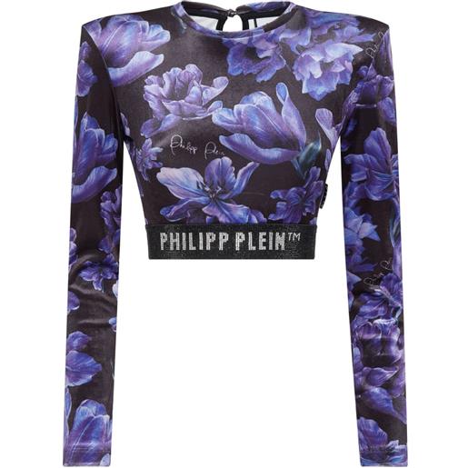 Philipp Plein top a fiori - nero