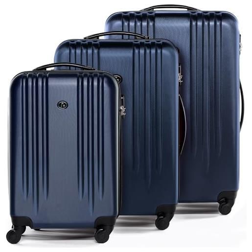 FERGÉ set di 3 valigie viaggio marseille - bagaglio rigido dure leggera 3 pezzi valigetta 4 ruote blu