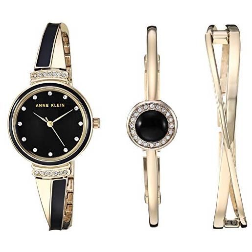 Anne klein set di orologio e braccialetto con accenti di cristallo premium da donna
