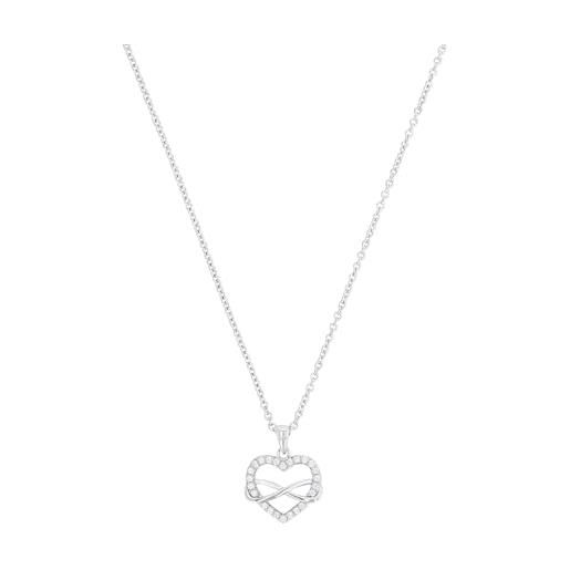 s.Oliver collana con ciondolo collana da donna in argento 925, con zirconia cubica sintetica, 42+3 cm, argento, cuore, viene fornita in una confezione regalo per gioielli, 2025989