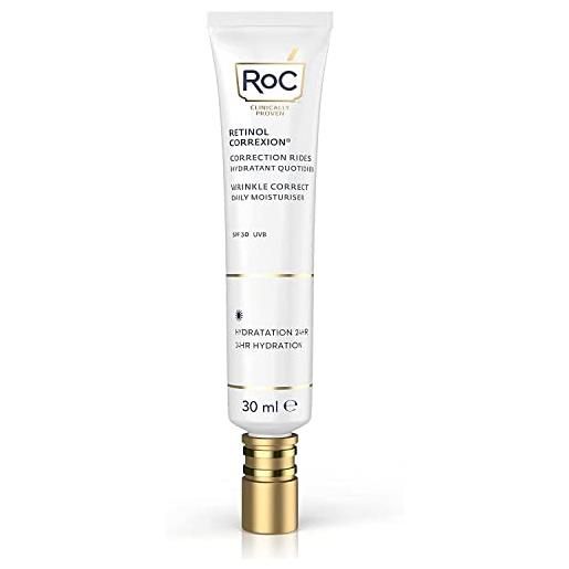 RoC - retinol correxion wrinkle correct idratante quotidiano spf 30 - crema idratante spf con retinolo e vitamina e - trattamento antirughe e anti-invecchiamento - uva/uvb - 30 ml