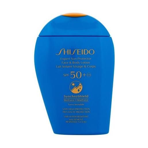 Shiseido expert sun face & body lotion spf50+ lozione solare waterproof per corpo e viso 150 ml