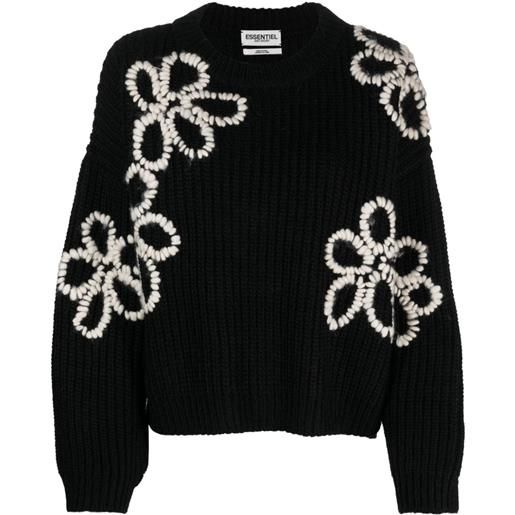 Essentiel Antwerp maglione girocollo a fiori - nero