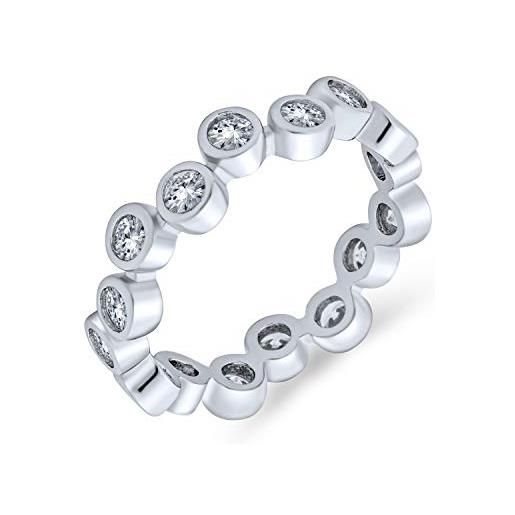 Bling Jewelry cerchio a bolle d'aria anello di eternità in cz con castone in zirconia cubica geometrica per donna, argento 925