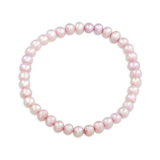 Bling Jewelry sposa semplice rosa d'acqua dolce coltivata perla impilabile singolo filo stretch bracciale per le donne per la ragazza di fiore adolescente di nozze