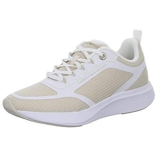Tommy Hilfiger sneakers da runner donna active mesh trainer scarpe sportive, bianco (white), 41 eu