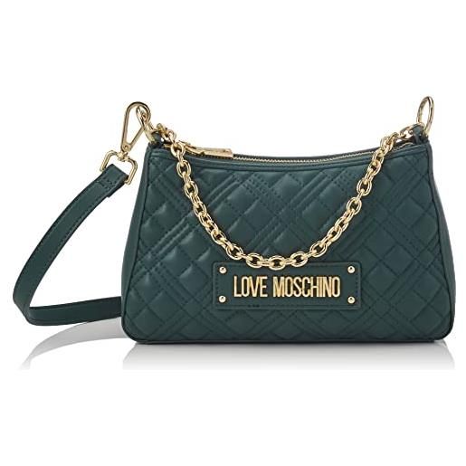 Love Moschino borsa quilted pu bottiglia, borsa a spalla donna, verde, 16x26x9