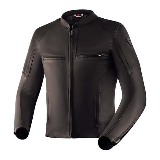 REBELHORN runner iii giacca da moto uomo | pelle | protezioni gomiti e spalle livello 2 | tasca per protezione schiena | 10 canali di ventilazione