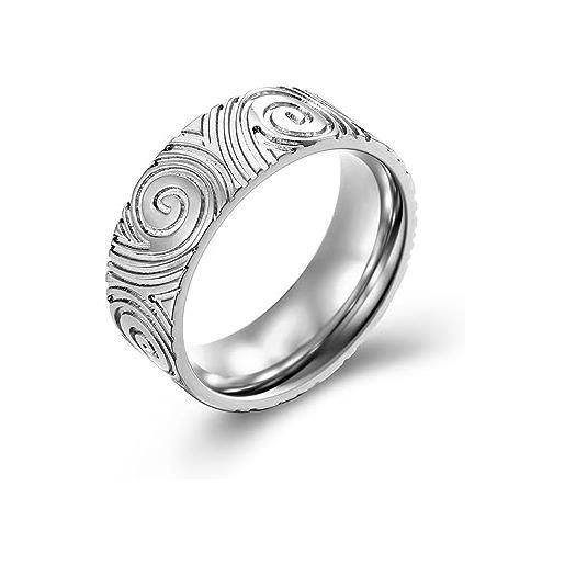 MIATCENRT anello gioielli per uomo - anello ricciolo personalizzato con impronta digitale, proposta di gioielli per uomini e donne dichiarazione di promessa accessori per gioielli di fidanzamento di nozze, com