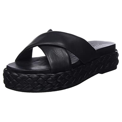 Shabbies Amsterdam shs1365-pantofole in morbida nappa, sandali piatti donna, nero, 42 eu