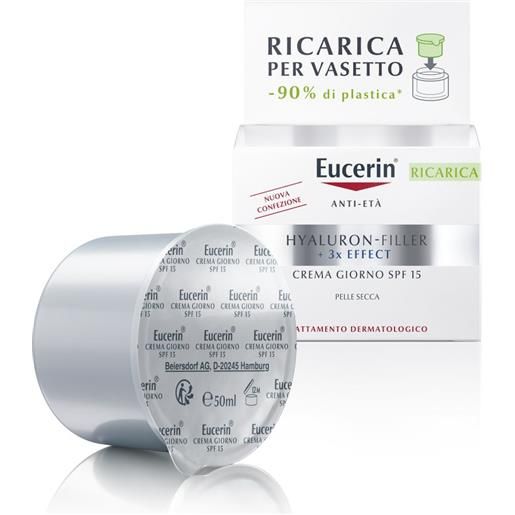 Eucerin hyaluro-filler crema viso giorno antietà spf 15 pelle secca ricarica 50ml