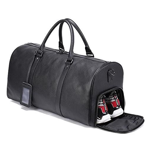 RONATELLI borsone da viaggio cuoio borsone weekend firmati borsoni sportivi borsoni palestra impermeabile scomparto per le scarpe uomo donna nero 55x28x27(cm)