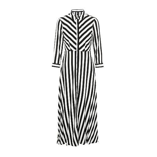 YAS savanna-maglietta a maniche lunghe long dresses, nero/a strisce: strisce bianche, xxl donna