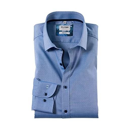 Olymp uomo camicia business a maniche lunghe level five, body fit, modern kent, weiss 00,45