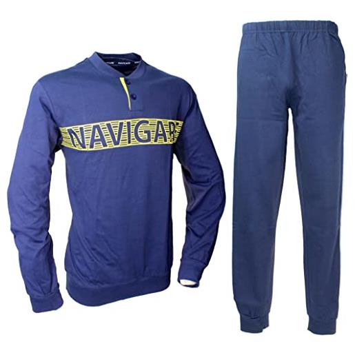 Navigare pigiama uomo cotone jersey manica lunga colore blu navy 2141450 (m)