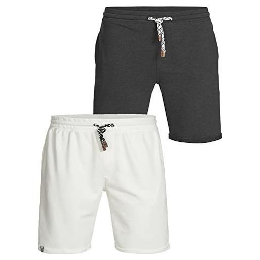 Indicode uomini 2-pack eddy sweatshorts | pantaloncini sportivi con coulisse in confezione da 2 black/lt grey xl