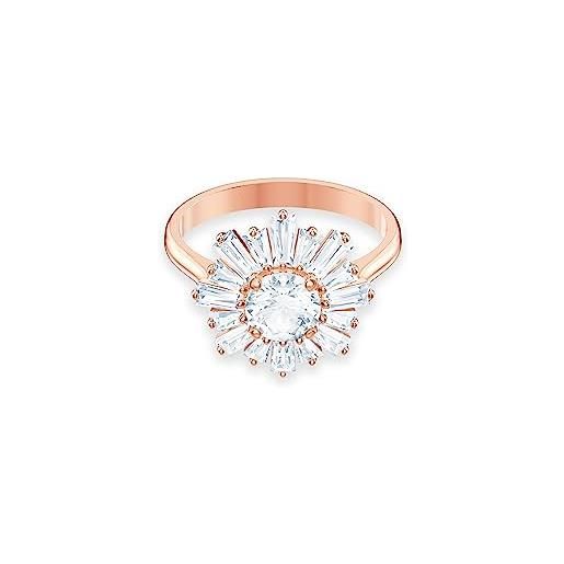 Swarovski donna 5474918 anello sunshine, bianco, placcato oro rosa