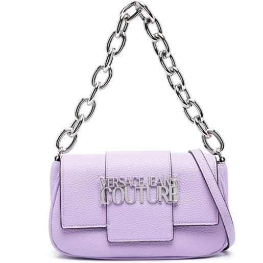 Versace Jeans Couture borsa a spalla con placca logo - viola