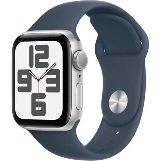 Apple watch se gps cassa 40mm in alluminio argento con cinturino sport blu tempesta - m/l