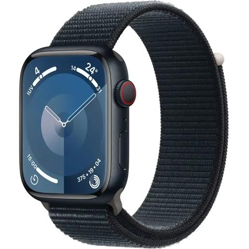 Apple watch series 9 gps + cellular cassa 45mm in alluminio mezzanotte con cinturino sport loop