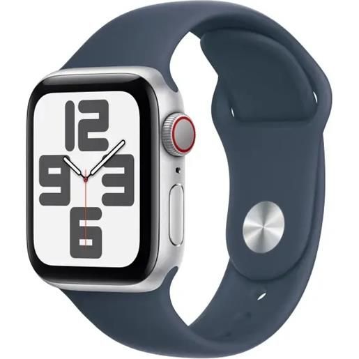 Apple watch se gps + cellular cassa 40mm in alluminio argento con cinturino sport blu tempesta - m/l