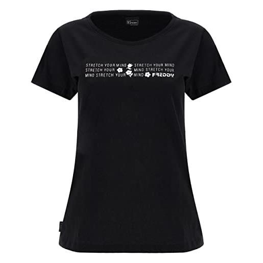 FREDDY - t-shirt comfort fit logo argento con effetto puntinato, donna, nero, medium