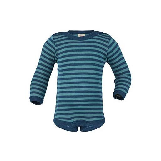 Engel - body a maniche lunghe in lana vergine biologica e seta per bambini ghiaccio/blu marino 74/80 cm