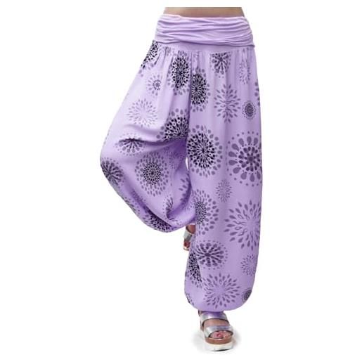Gloop pantaloni da donna a pompa, per il tempo libero, estivi, con motivo floreale o tinta unita, hs201701, mauve 13090a45, m-l