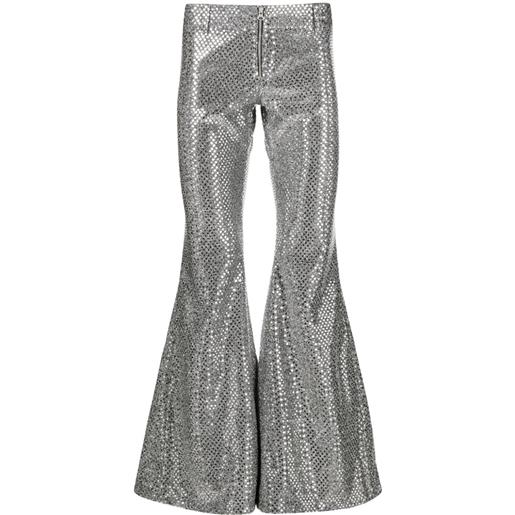 ERL pantaloni svasati con paillettes - argento