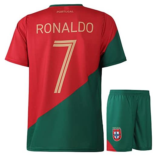 Kingdo maglia da calcio portogallo ronaldo, per bambini e adulti, rosso, 152 cm