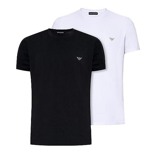 Emporio Armani endurance crew neck-maglietta da uomo, confezione da 2 t-shirt, borgundy/marina militare, m (pacco da 2)
