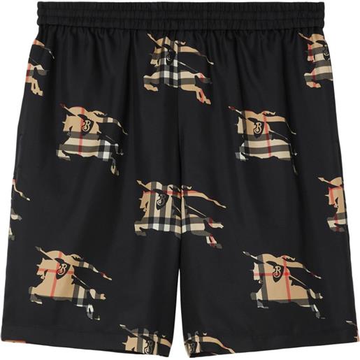 Burberry shorts elasticizzati con stampa ekd - nero