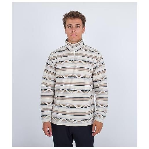 Hurley mesa windchill 1/4 zip maglione pullover, osso, l uomo